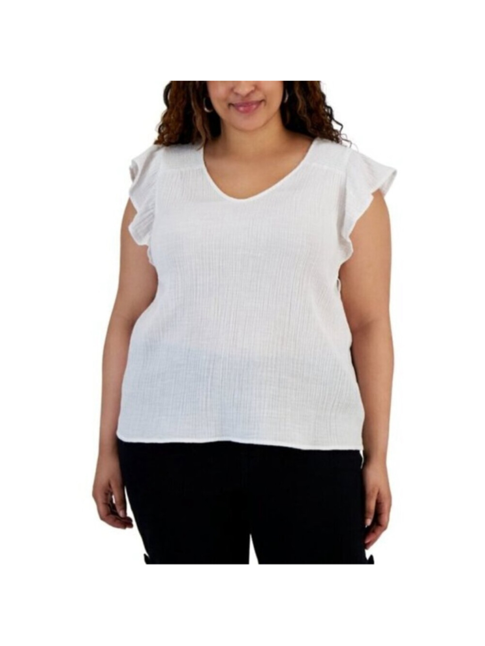 Style & Co. Plus Size White Flutter-Sleeve Top NWT